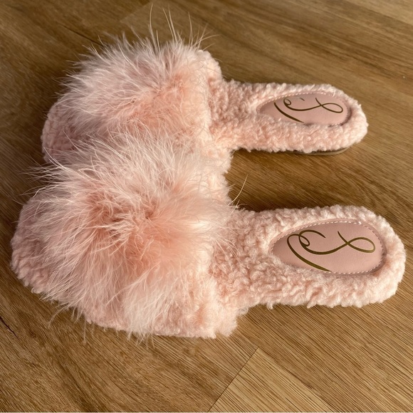 Sam Edelman Women's Francie Fuzzy Open Toe Slippers Blush - Picture 7 of 7